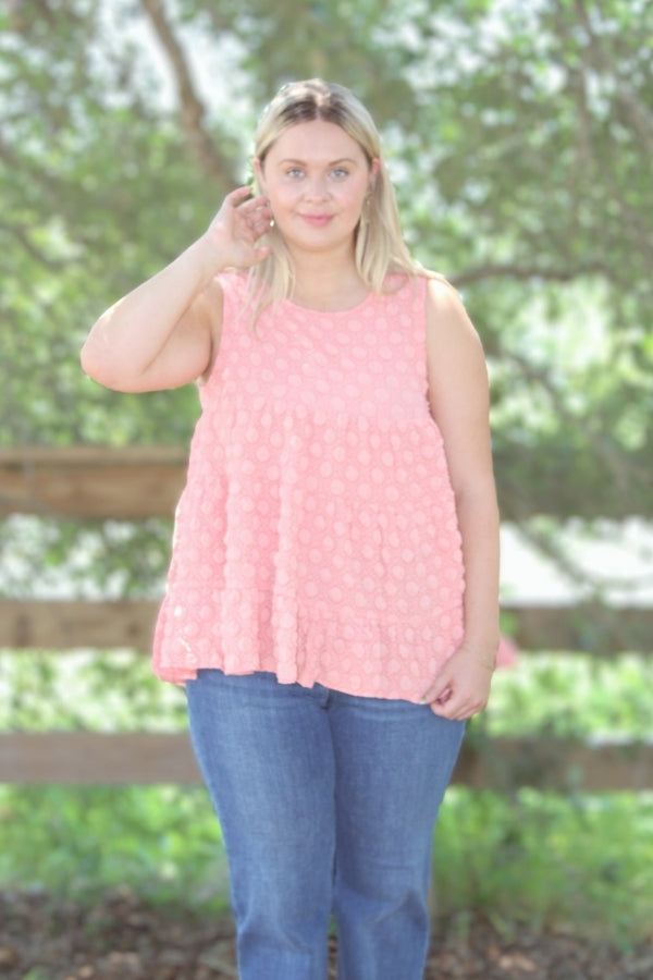 Peach Babydoll Tank with Bubble Details