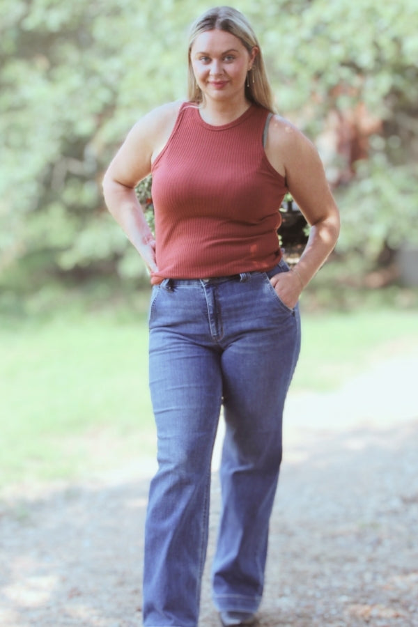 Judy Blue Jeans Double Button Wide Leg