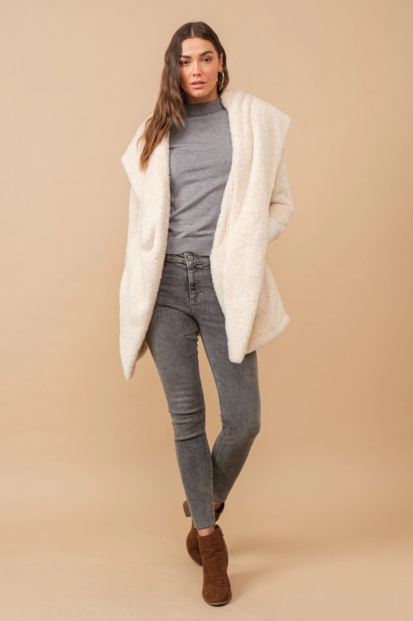 Ultra Soft Teddy Jacket - Cream