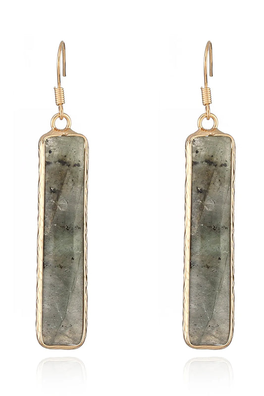 Grey Stone Earrings with Gold Metal