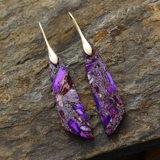 Purple Geometrical Shape Dangle Earrings