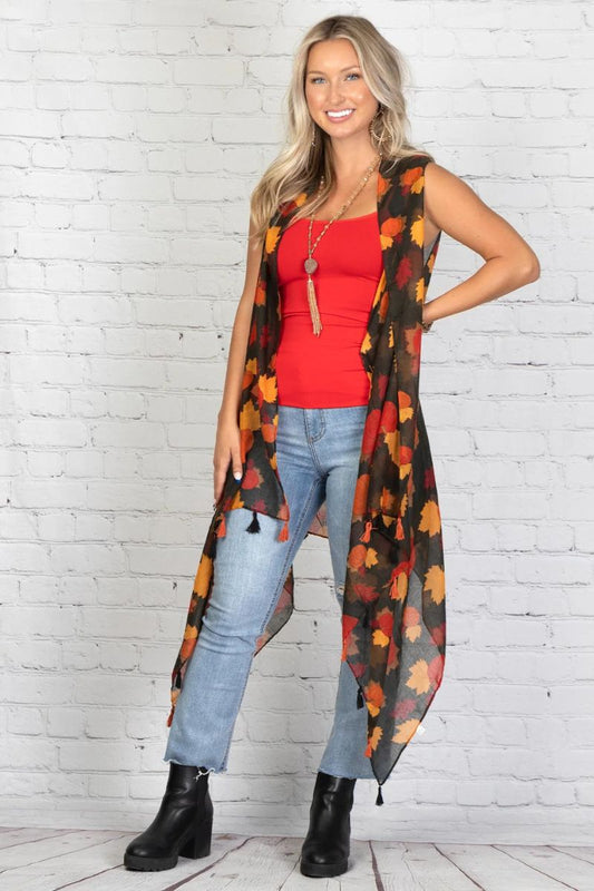 FALLING FOR FALL FESTIVE VEST ORANGE - One Size Fits All
