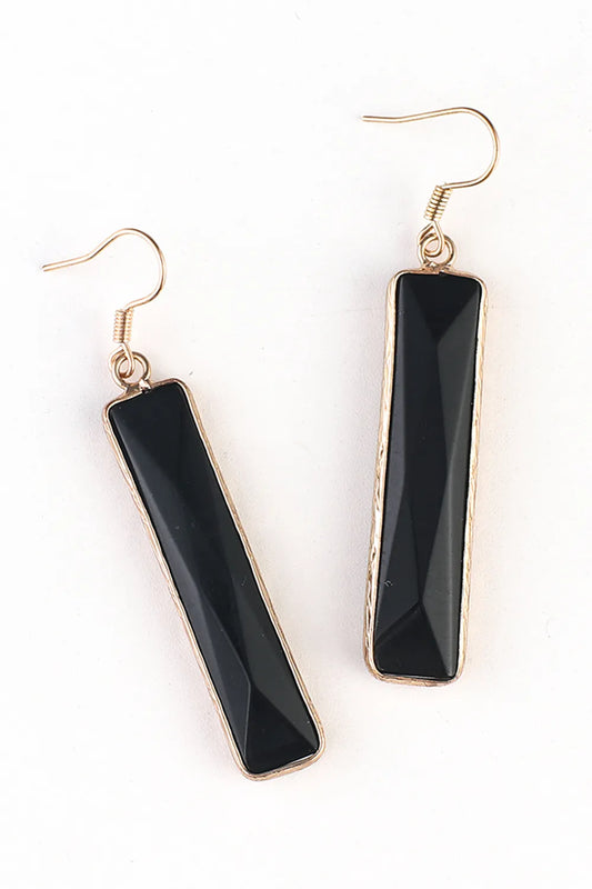 Black Stone Earrings with Gold Metal