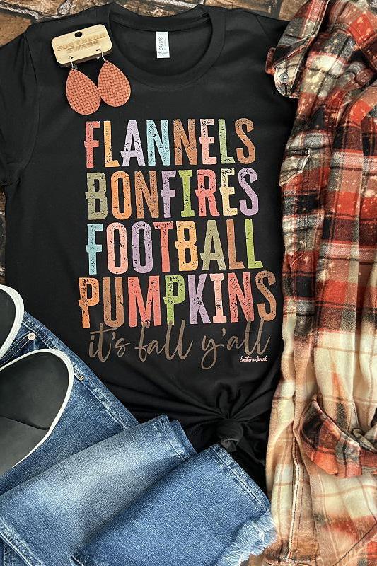 Flannels, Bonfires, Football, Pumpkins Graphic T-Shirt