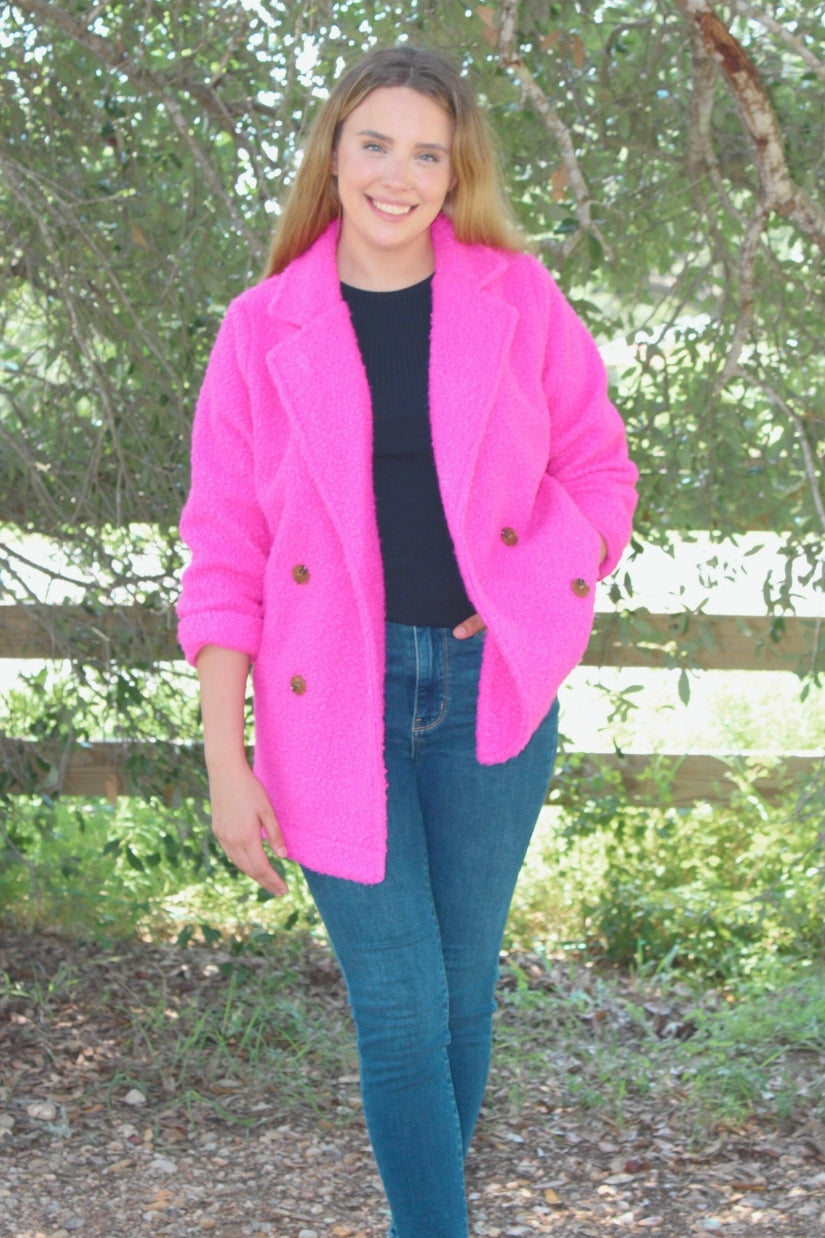 Barbie Pink Pile Fleece Peacoat