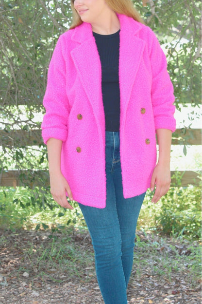 Barbie Pink Pile Fleece Peacoat