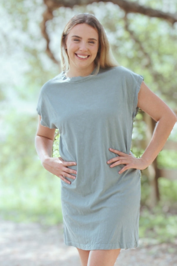 Sage Mineral Wash T-Shirt Dress