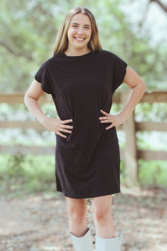 Black Mineral Wash T-Shirt Dress