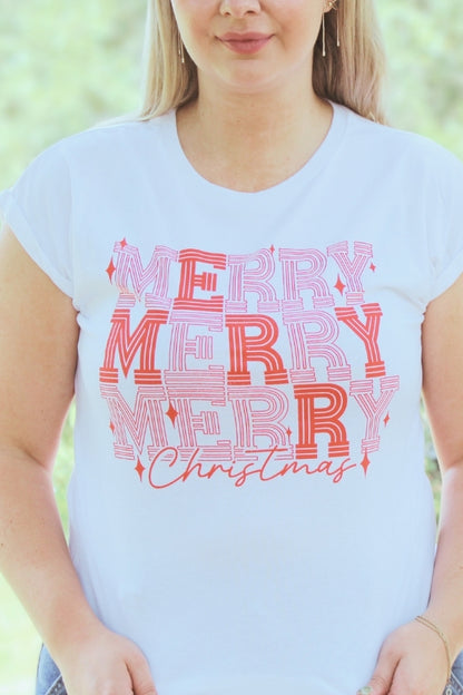 Merry Christmas Roll-Up Sleeve Tee