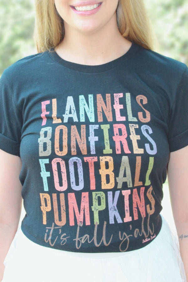 Flannels, Bonfires, Football, Pumpkins Graphic T-Shirt