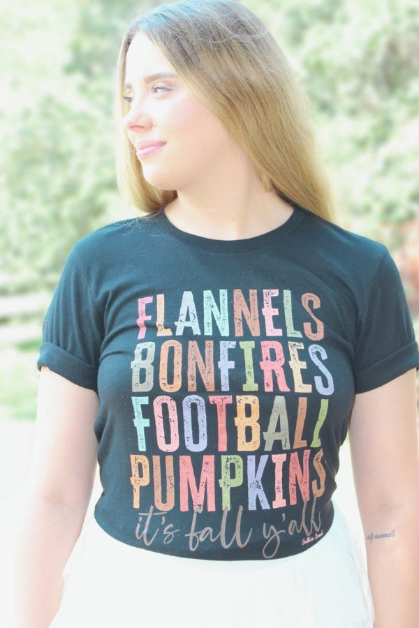 Flannels, Bonfires, Football, Pumpkins Graphic T-Shirt