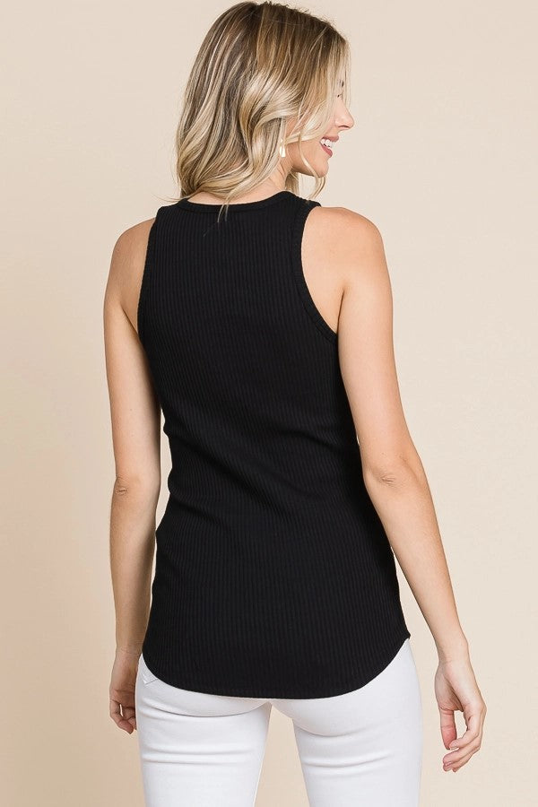 PERFECT FOR LAYERING CREW NECK TANK-BLACK