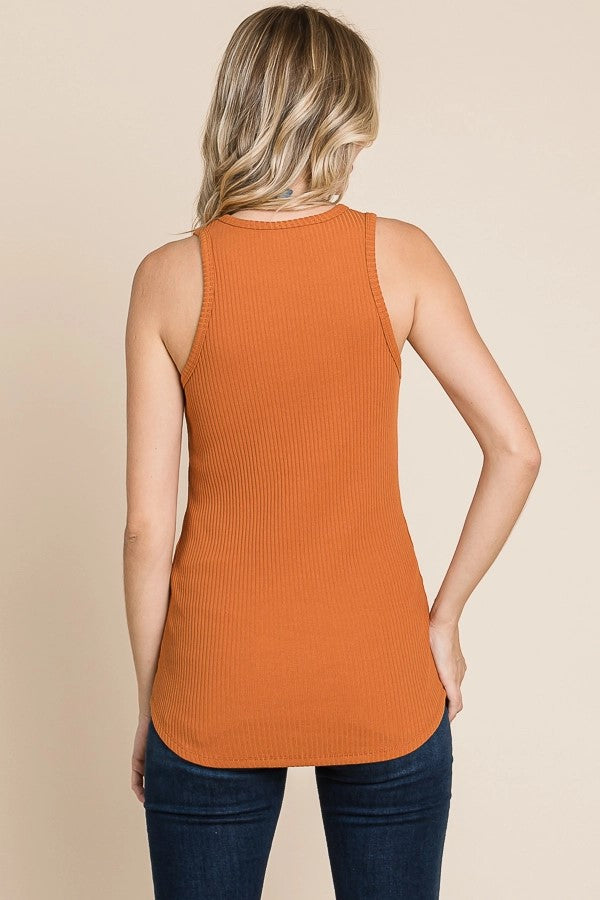 PERFECT FOR LAYERING CREW NECK TANK-SPICY CAMEL