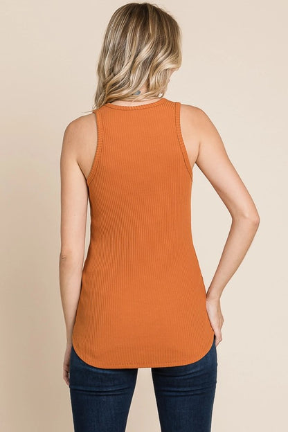 PERFECT FOR LAYERING CREW NECK TANK-SPICY CAMEL