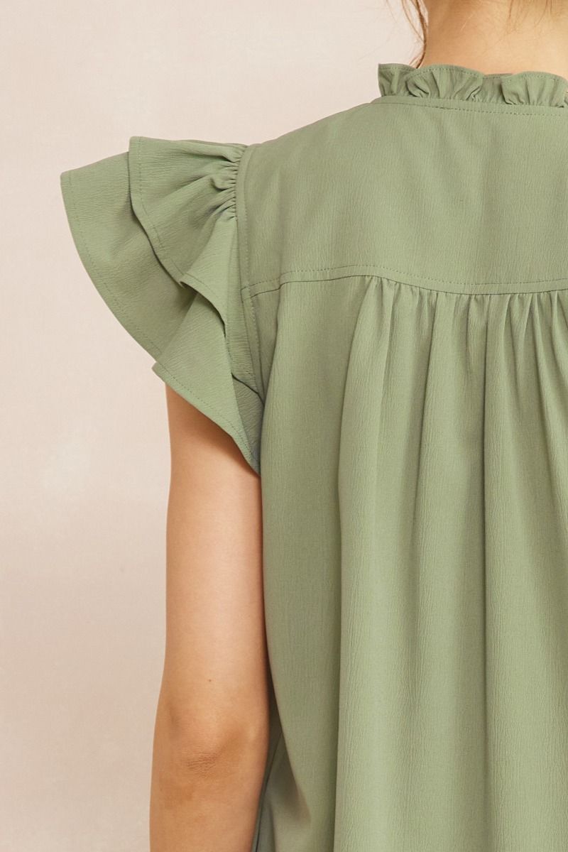 Stunning V-Neck Mini Dress with Ruffle Overlay - A Solid Must-Have - Artichoke