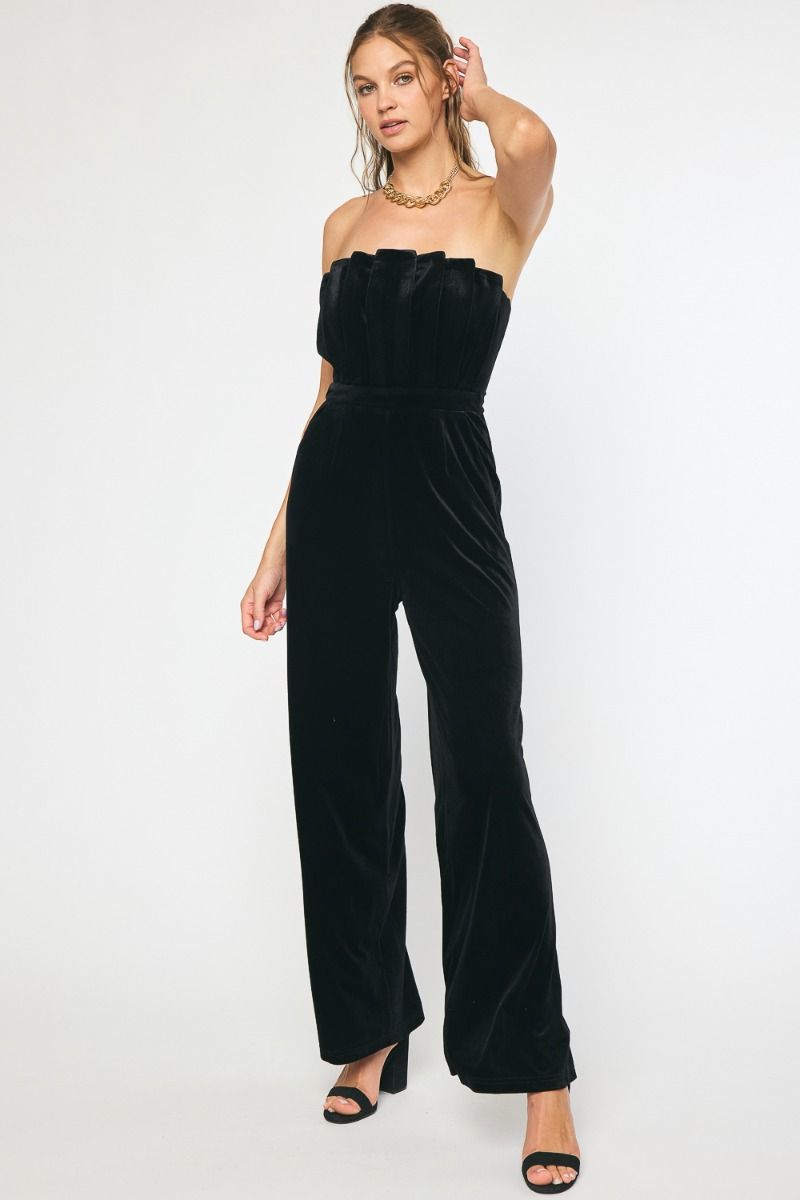 Gorgeous Little Black Velvet Romper - Perfect for Any Occasion