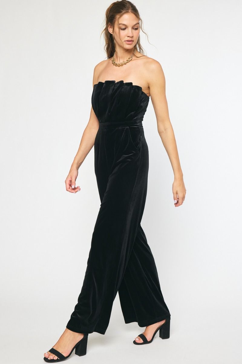 Gorgeous Little Black Velvet Romper - Perfect for Any Occasion