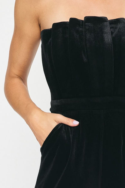 Gorgeous Little Black Velvet Romper - Perfect for Any Occasion